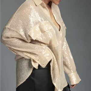 Anthropologie Sequin Button Down Shirt